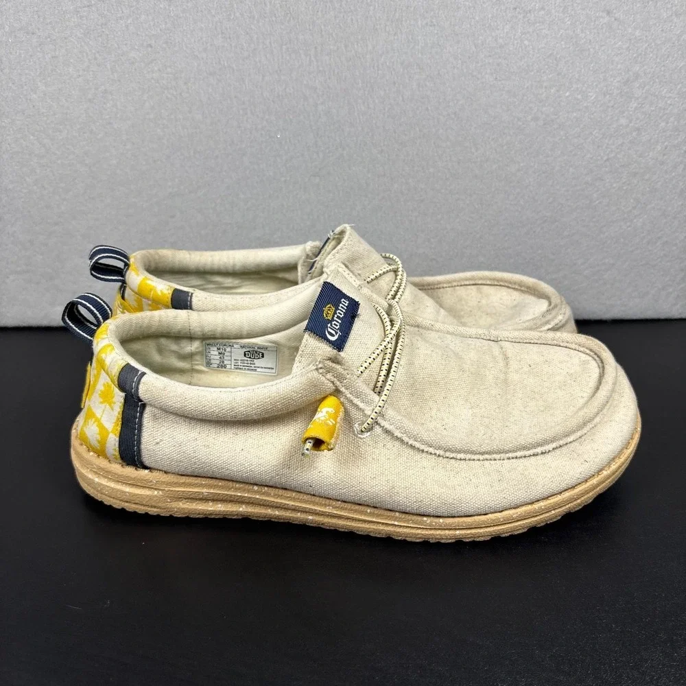HeyDude x Corona Wally Mens Size 10 Natural White Canvas Slip On Casual Shoes